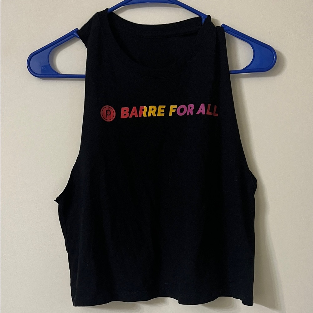 Pure Barre Black Muscle Tee with Colorful Print